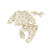 Odjeća za novorođenčad s cvjetnim printom s kapuljačom s dugim rukavima za djevojčice + hlače s džepovima + traka