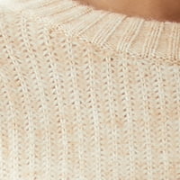 Ženski ošišani džemper s okruglim vratom s balonskim rukavima