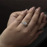 Prsten obećanja od 110 karatnog srebra od srebra s dva dijamanta u obliku osmerokutnog oreola