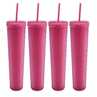 Teksturirana čaša od 26 unci s mat ružičastom slamom