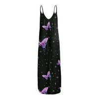 Ljetne haljine za žene, ljetne praćke s okruglim vratom s cvjetnim printom, bez rukava, Plus Size, duge haljine