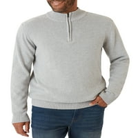 Muški pamučni džemper s okruglim vratom s teksturiranim četvrtastim patentnim zatvaračem-veličine od inča do 4