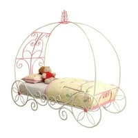 Metalni krevet za kočiju princeze alibi u ružičastoj i bijeloj boji