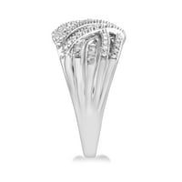 Brilliance Carat Round & Baguette Diamond Crossover Band Ring u srebrom sterlinga