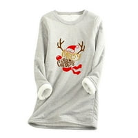 Ženski jesenski i zimski ležerni temperament modni plišani topli podlozi božićni džemper s dugim rukavima okrugli