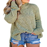 Ženska jesen i zimska modna debela pletena pulover pulover u boji solidne boje