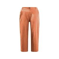 Ženske hlače Capri s džepovima labave široke hlače s visokim strukom Ravne hlače povremene hlače