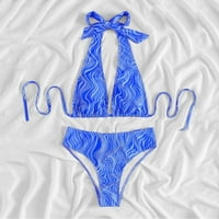 Ženski bikini set bikini set čipka bez leđa dva plaža nošenje vrućih traka Stripe kupaće kostimi tankinis set