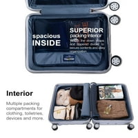 Hommoo set za prtljagu, lagana tvrda shema s kovčegom TSA brava, mornarice