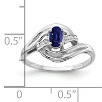 Prsten od bijelog zlata od 5 karatnog ovalnog safira i dijamanta