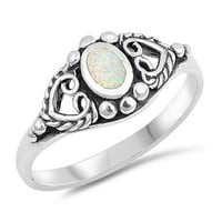 Prsten s obećanjem srca s imitacijom bijelog opala u vašoj boji. Prsten od sterling srebra u ženskoj veličini