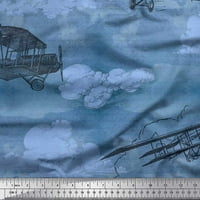 Soimoi pamučni voile tkaninski oblaci i zrakoplov transport print šivaći tkanina široka