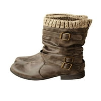 Crocowalk ženske gležnjeve Chelsea čizme kopča fau kože toplo obložene zimske čizme cipele