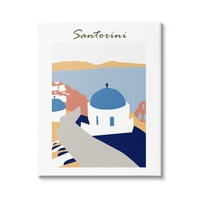 Obalni gradić Stupell Industries na litici Santorini, minimalistička ilustracija putovanja, 40, dizajn Melisse