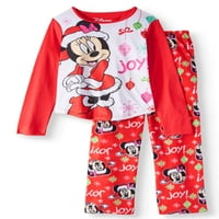 Minnie Mouse Girls 'Poly 2-komadića božićna pidžama set za spavanje