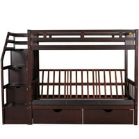 Drveni krevet na kat za dječju sobu, donji krevet koji se može pretvoriti u dnevni krevet za dnevni boravak, ljestve