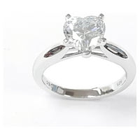 Sjajnost fini nakit Srce izrezano bijelo simulirani dijamantni zaručnički prsten u srebrom sterlinga