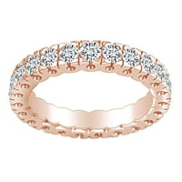 Zaručnički prsten od bijelog prirodnog dijamanta okruglog karatnog punog ružičastog zlata 14k veličina prstena