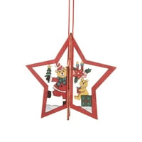 Privjesak za božićno drvce Viseći kući ukras za božićni ukras, drvena šuplja trodimenzionalni ukras snježne pahuljice