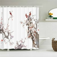 Prekrasna zavjesa za tuširanje od tkanine s cvjetnim uzorkom ptica vodootporne zavjese za kupaonicu s printom