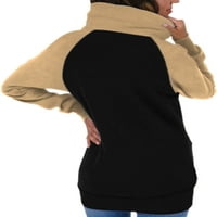 Žene s visokim vratom kardigan ležerna zimska dukserica dugi rukavi labavi fit fall pulover dukse Khaki m