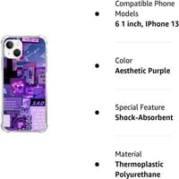 Estetska futrola za kolaž kompatibilna s iPhoneom 13, sanjala purpurna futrola za iPhone 13, trendi hladna mekanog