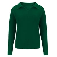 Ženski džemper s ramena, pulover s izrezom u obliku slova u i dugim rukavima, tanki elegantni pleteni vrhovi,