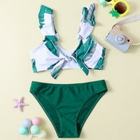 Kupaći kostimi za djevojčice Ljetni cvjetni list tiska odmor zeleno Dvije kupaće kostimi bikini djevojke kupaći