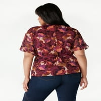 Sofia traperice ženskog plus size fau omota bluze s kratkim rukavima, veličine 1x-5x