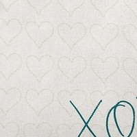 16 x16 Jednostavno Daisy Valentines XOXO sa srcima Poly zatvoreni jastuk na otvorenom, Teal Qty 1