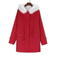 Caicj jakna žene žene proširene lagane jakne zima casual kaput zip prednja jakna parka crvena, 3xl