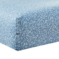 Glavne stanice trodijelne brojeve navoja Easy Care Percale plavi cvjetni cvjetni krevet set, blizanac blizanac