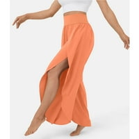 Šifonske odjeće za noge za žene za žene protočne palazzo hlače casual podijeljeno ljetne hlače s visokim strukom