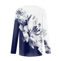 Bluze za žene, modne casual majice plus size S izrezom u obliku slova u i dugim rukavima s gradijentnim printom