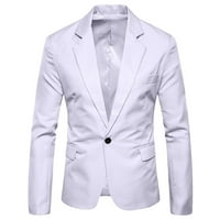 Vedolay Blazer Jackets Muški casual rever dugih rukava Otvoreni prednji gumb Radna jakna s džepovima, White XL