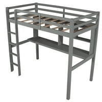 Aukfa dvostruka veličina potkrovlja s stolom, modernim krevetom s policama i zaštitnim ogradom, mališani krevet