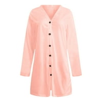 Ženski kaput Plus Size Ženski Jednobojni široki kardigan dugih rukava jesenski kaput rasprodaja bluza ružičasta