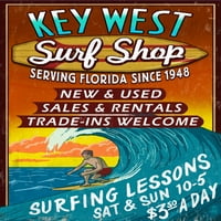 Key West, Florida, Surf Shop Vintage znak