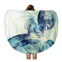 Okrugli pokrivač za ručnik na plaži Sažetak plave boje Tonirani dinamički slikanje dima Moderni futuristički putnički