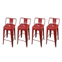 Dizajnerska skupina visina metalne stolice s nižim leđima set od 4, losos crvena