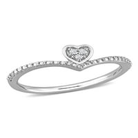 Miabella ženski dijamantni naglasak sterling srebro srca obećanje prstena