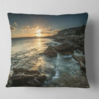 DesignArt Sydney Beach sa svijetlim zalaskom sunca - jastuk za bacanje mora - 18x18