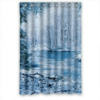 + Čisti bijeli snijeg, drveće, Ljepota zimske prirode, Vodootporna poliesterska tkanina zavjesa za tuširanje,