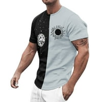 Muška ljetna ležerna majica s printom sunca i meteorita bluza majica kratkih rukava majica muška odjeća bijela