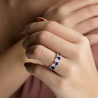 Miabella Ženska karat T.G.W. Kruška izrezana safir i kruškasti bijeli safir 14KT bijelo zlato vječni prsten