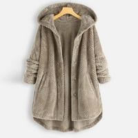 Zimska prodaja za čišćenje žena plus size povremeni džepovi gumba visoki kaputi s kapuljačom s dugim rukavima