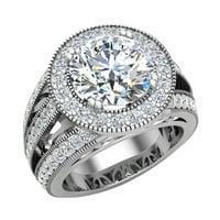 Pravi dijamantni vjenčani prsten s naglaskom prsten od bijelog zlata 18k 4. CT TW