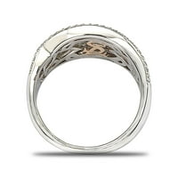 Prsten od čistog srebra s bijelim i čokoladnim kubičnim cirkonijem isprepletenim