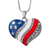 Originalna domoljubna ogrlica s crvenom, bijelom, plavom američkom zastavom, naušnicama sa zvijezdama i prugama