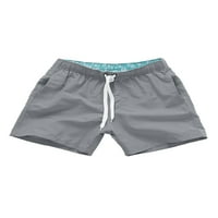 Muške jednobojne kratke hlače za plažu s elastičnim strukom i vezicama, džepovi za kupaće kostime, kupaći kostim
